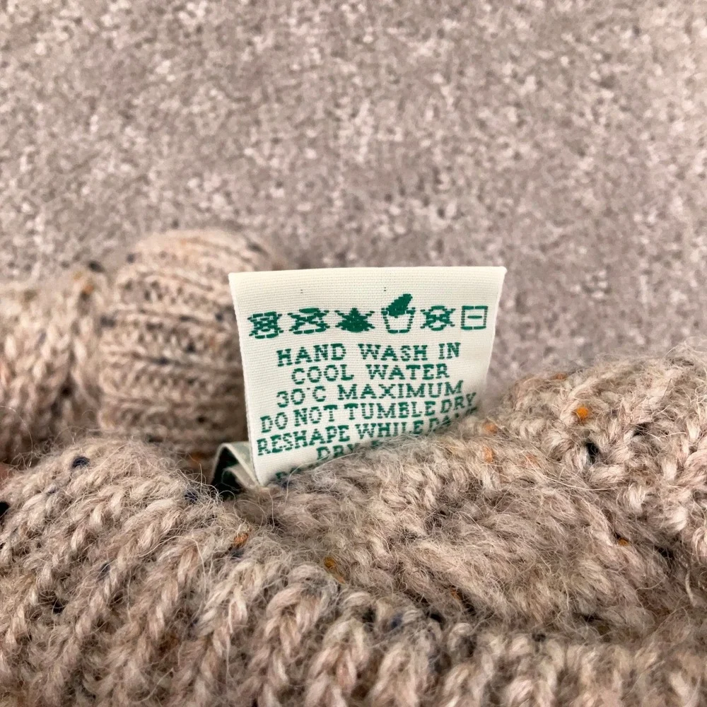 Aran Crafts‎ Ireland Sweater Womens XSmall Oatmeal Fleck Fisherman Donegal Wool